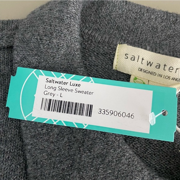 NEW Stitch Fix Saltwater Luxe Long Sleeve Cardigan Sweater Large Gray Collared - Picture 7 of 11